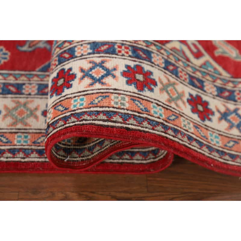 Red Kazak Oriental Runner Rug Handmade Wool Carpet - 2'10" x 9'10"