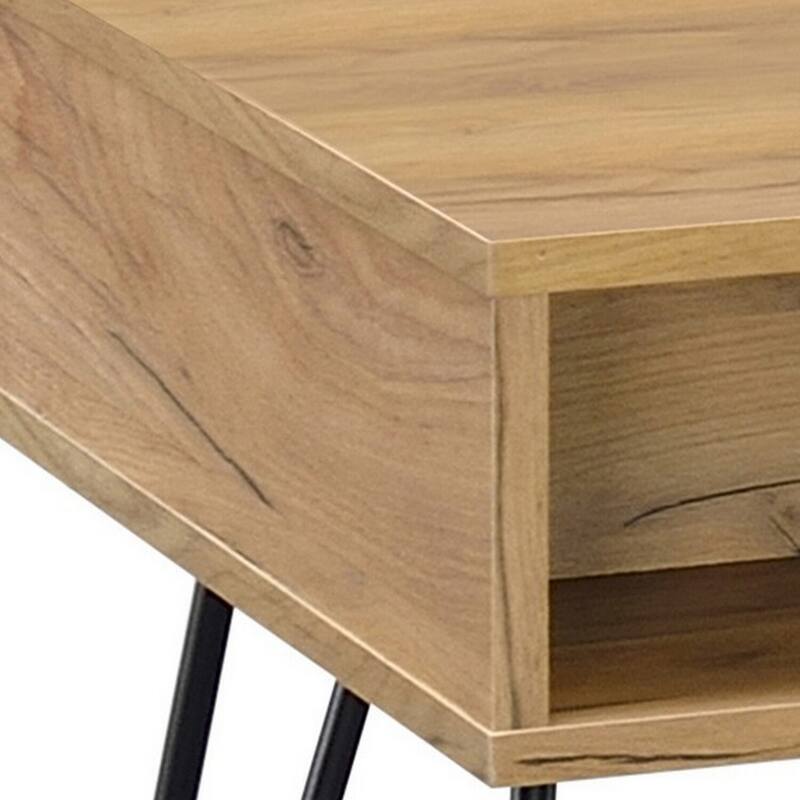 23.5 in. Brown and Black Rectangle Wood End Table, Sturdy Build End Side Table for Living Rooms