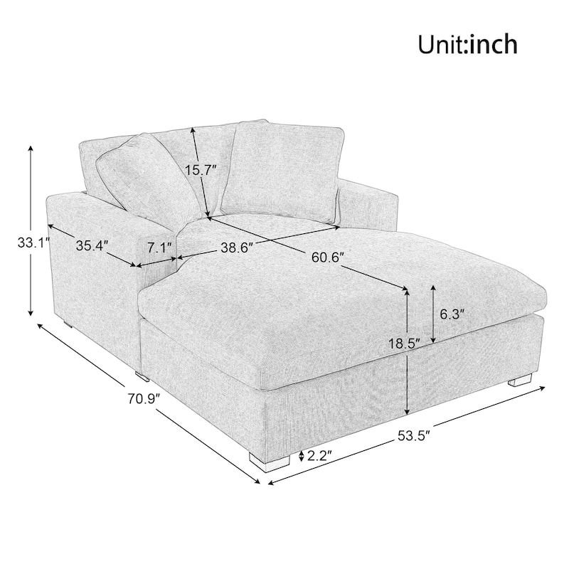 Zala Modern Fabric Oversized Sofa Chaise Lounge by Christopher Knight Home