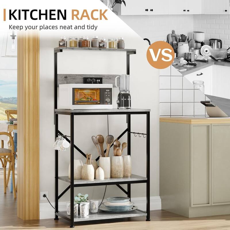 Futzca Kitchen Bakers Rack, Microwave Stand, Coffee Bar