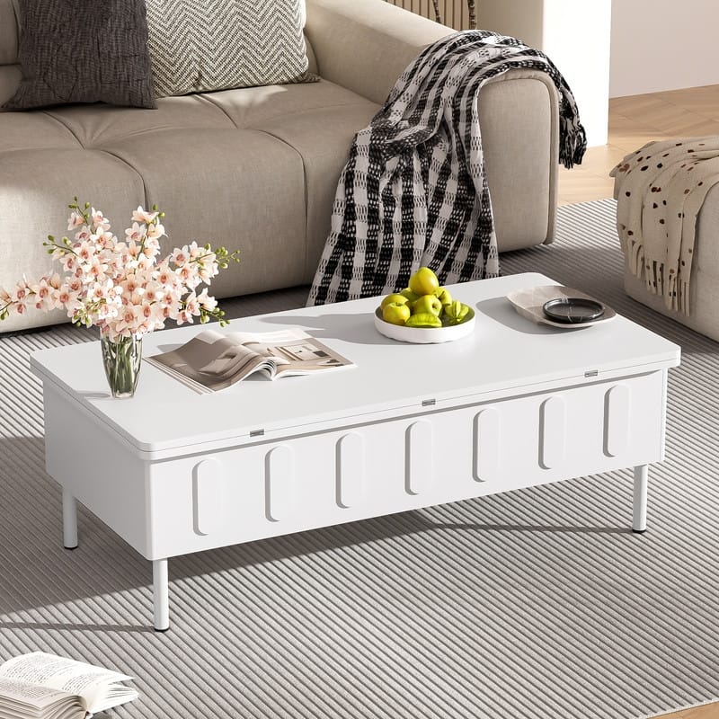Lift-Top Coffee Table with 2 Drawers, Modern Space Saving Center Table with Foldable Top