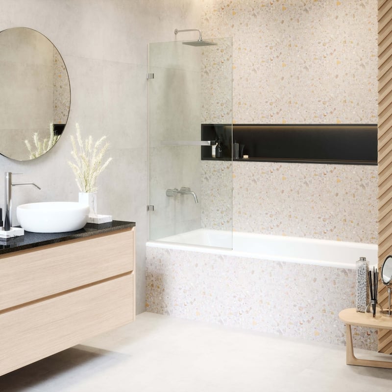 Fine Fixtures Tub Door Pivot Frameless Tempered Glass