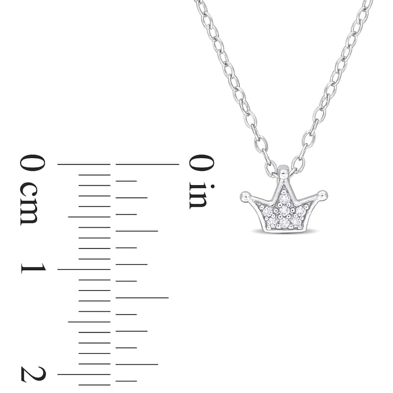 Miadora 1/10ct TGW Created White Sapphire Crown Necklace Sterling Silver