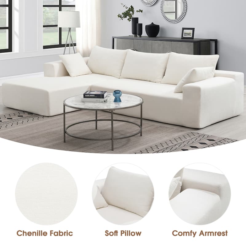 109-inch Green Modular L-shaped Minimalist Upholstered Sectional Sofa Set with Two Pieces Combination - 109"W x 68"D x 28.5"H