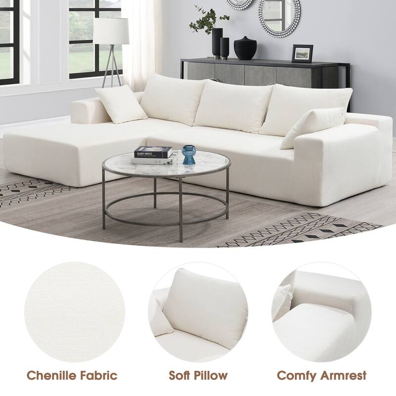 Contemporary Sofa Set Convertible Sleeper Adjustable Back LShape