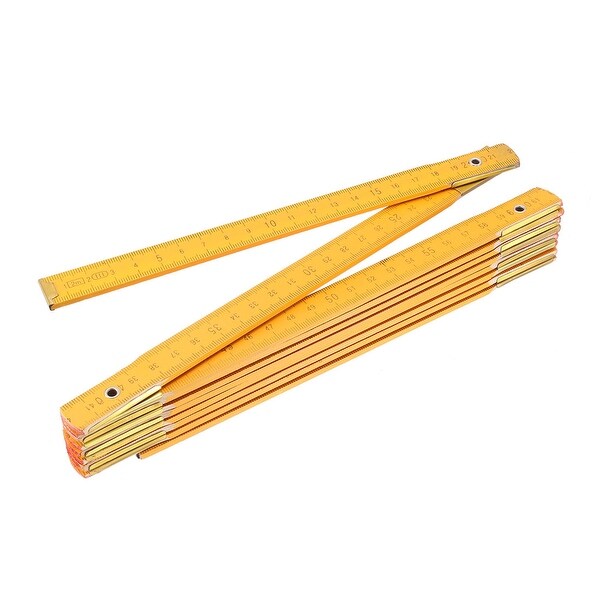 Folding Ruler 200cm 10 Fold Metric Measuring Tool Wooden for Engineer Yellow