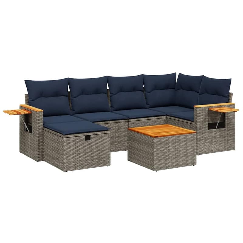 vidaXL Patio Sofa Set with Cushions Outdoor Conversation Furniture Poly Rattan
