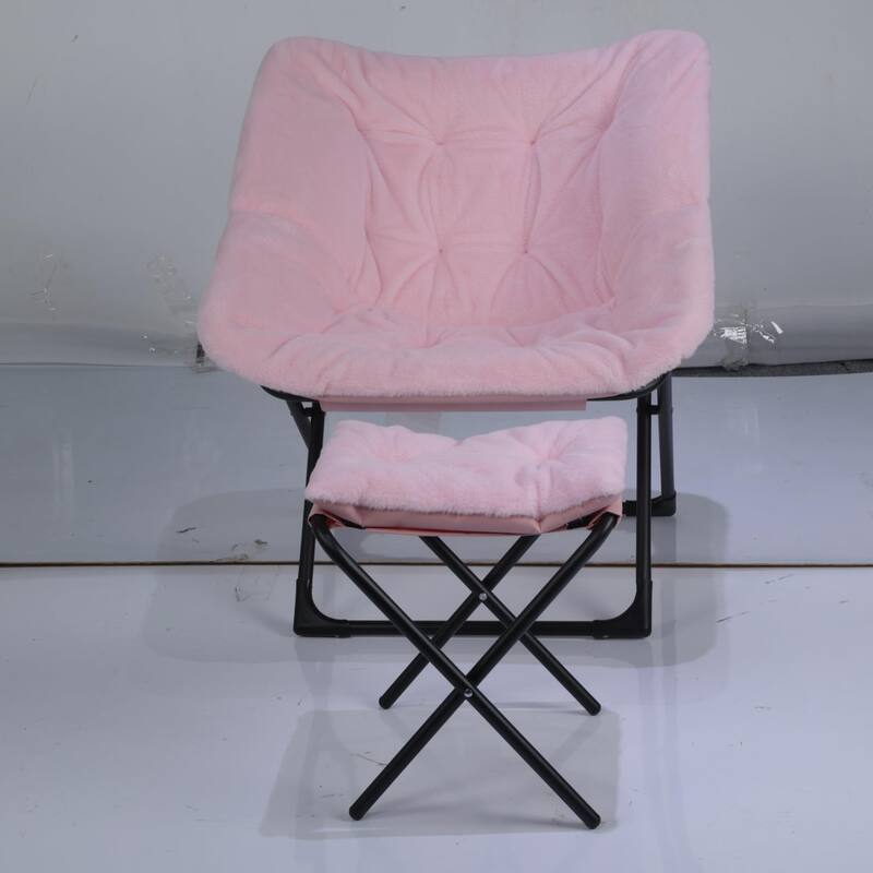 Comfy Folded Chair,Saucer Chair, Lounge Chair - XL Foldable Faux Fur Floor Seat, Non-Slip Base for Stability