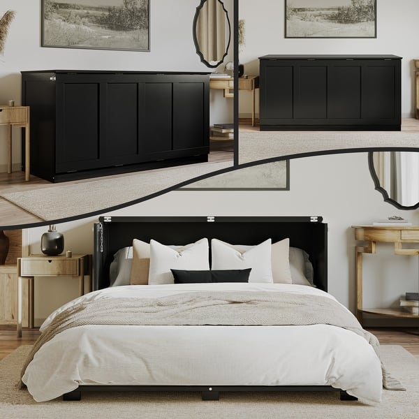 Westfield Queen Murphy Bed Chest with 6" Mattress - Black - Queen