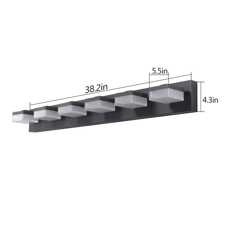 Contemporary 6-Light Black LED Vanity Fixture – Mirror Lighting for Bathrooms & Makeup Tables‌