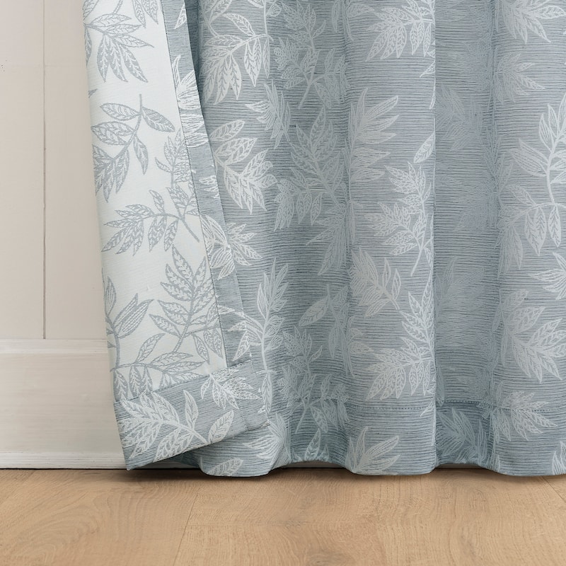 No. 918 Koda Woven Jacquard Leaf Semi-Sheer Rod Pocket 1-Piece Curtain Panel, Single Panel