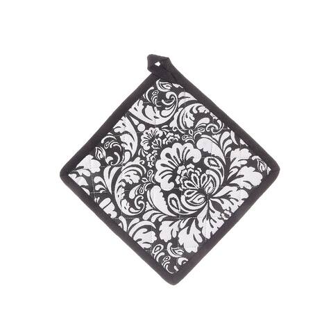 Cotton Pot Holder (Black Floral) - Set of 4