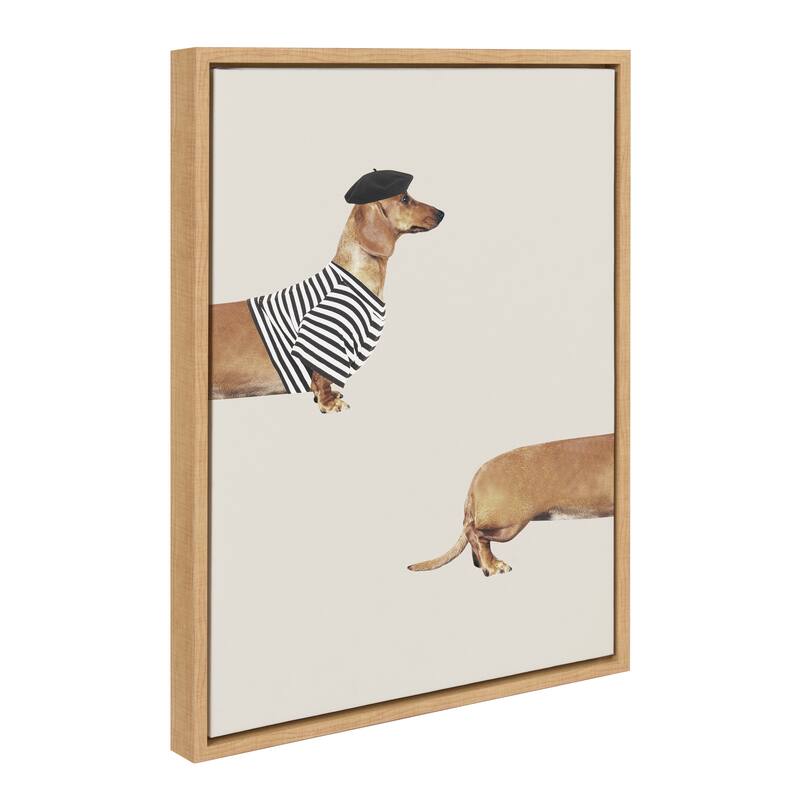 Kate and Laurel Sylvie Long Dog Framed Canvas by July Art Prints - 18x24 - Natural