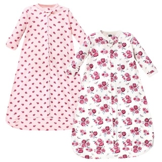 Hudson Baby Infant Girl Cotton Long-Sleeve Wearable Sleeping Bag, Sack, Blanket, Rose