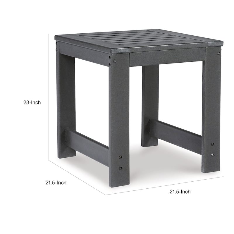 21.5 in. Charcoal Gray Square Plastic End Table with Slatted Design