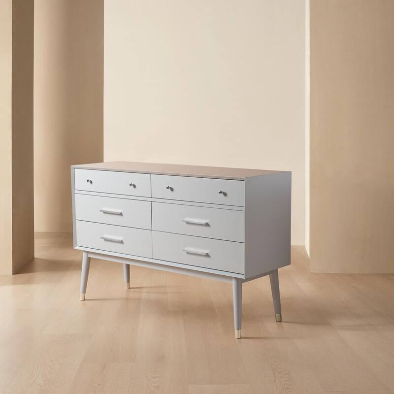 SAFAVIEH Couture Zack 6-Drawer Wood Dresser - Grey/Silver