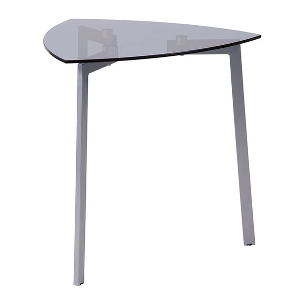 Offex Brighton Collection Contemporary Smoked Gl Triangular Offex Brighton Collection Contemporary Smoked Gl Triangular Side Table With Silver Metal Legs