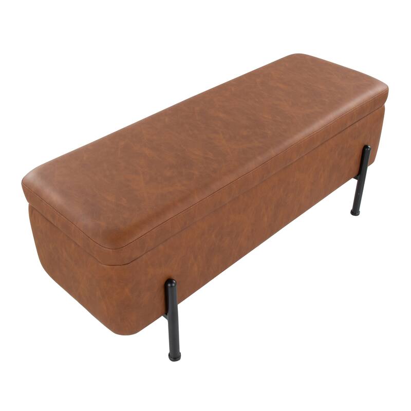 Silver Orchid Galotti Storage Bench with Flip-Top Lid