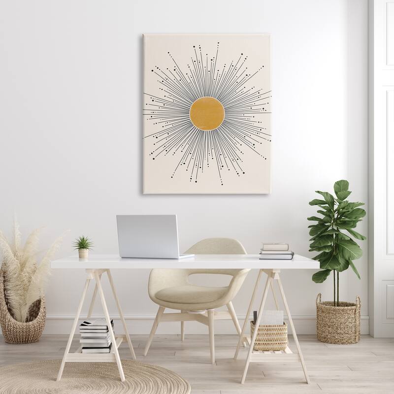 Stupell Art Deco Summer Sun Geometric Line Bursts Canvas Wall Art - Yellow