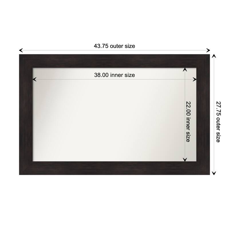 Furniture Espresso Framed Non-Beveled Custom Wall Mirror, Bathroom Vanity Mirror - Outer Size: 43.75 x 27.75