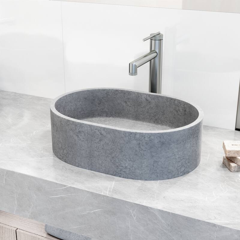 Vigo Concreto Stone 15-3/4" Oval Concreto Stone Vessel Bathroom Sink