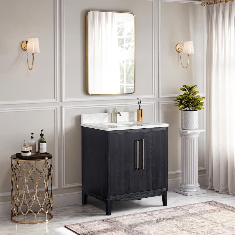 Gara Single Bath Vanity with Composite Stone Top without Mirror