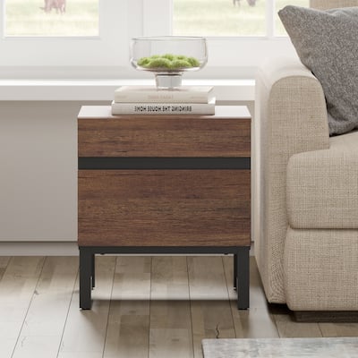 WAMPAT Modern End Table, Farmhouse Sofa Table, Wood Rustic Side End Table for Living Room, Nighstand for Bedroom