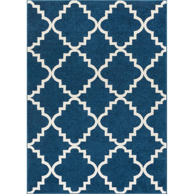 Well Woven Bright Trendy Twist Iron Trellis Lattice Contemporary Moroccan Geometric Entryway Mat Area Rug (2'3 x 3'11) - 2' 3" x 3' 11" - Navy - Rectangle