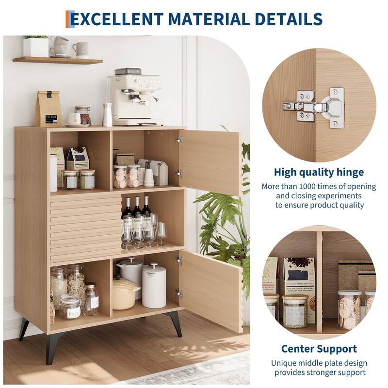 Render 3-Tier Display Cabinet - Walnut Storage Stand for Retail, Living Room & Entryway