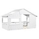 preview thumbnail 9 of 15, White Twin Size Solid Wood House Bed with Roof and Guardrail for Kids