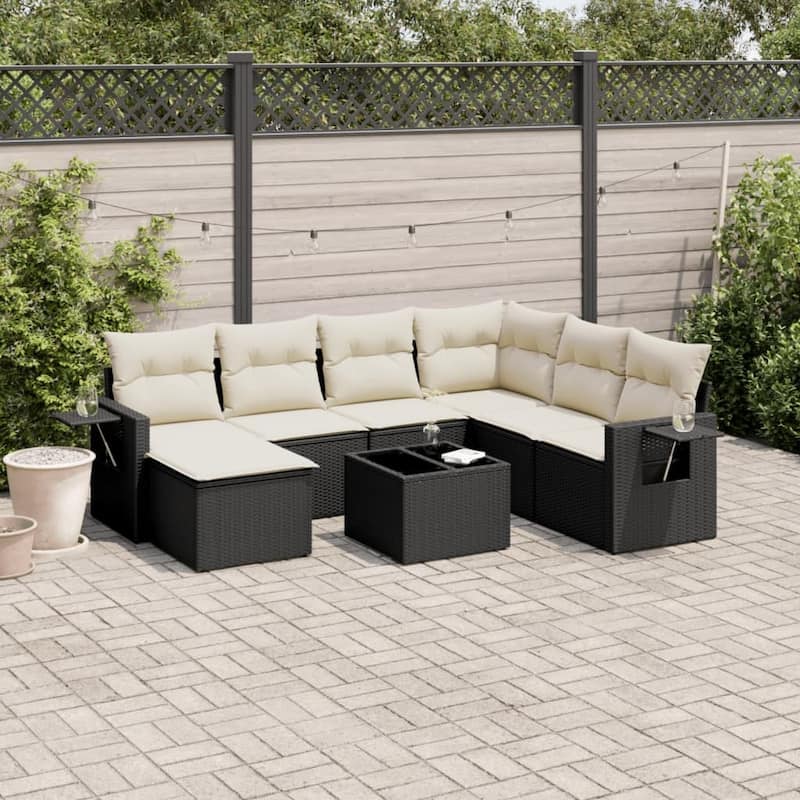 vidaXL Garden Sofa Set - Black and cream Without table