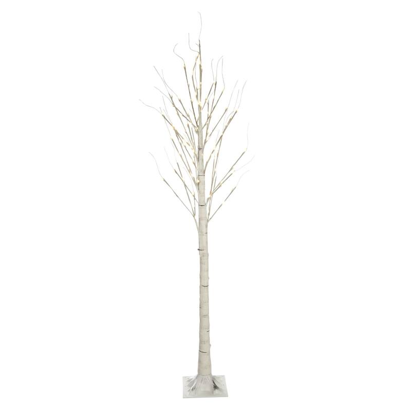 6.75' Pencil Birch Artificial Christmas Tree Warm White LED Lights - 6.5 Foot