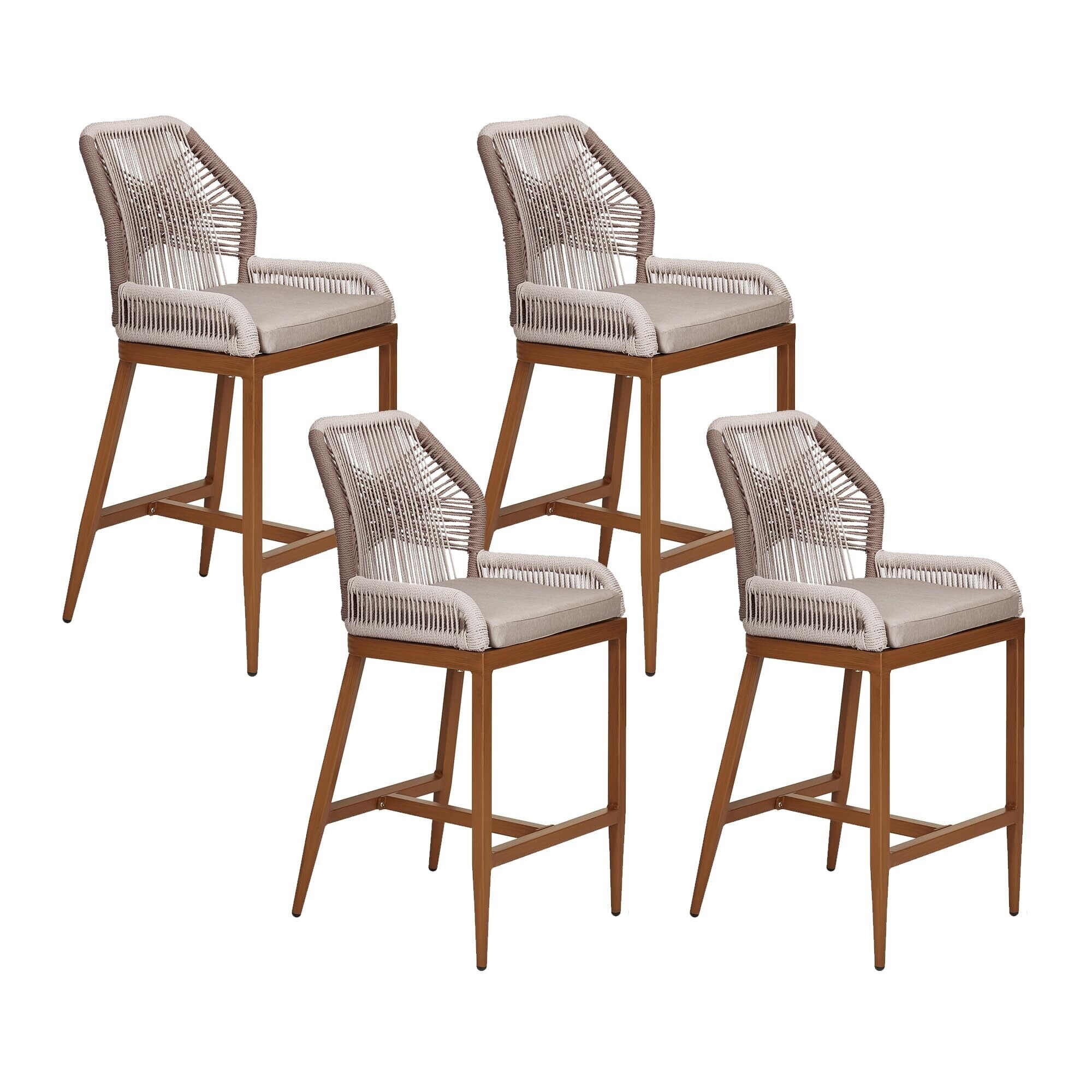 Outdoor Bar Stools Set of 2 or 4, Counter Height Chairs with Back