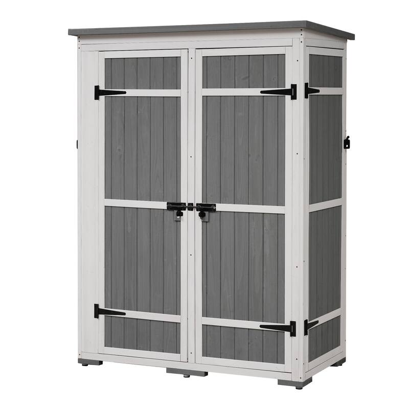 Roomfitters 5.5ft Outdoor Wood Storage Shed with Waterproof Roof and Multiple Shelves