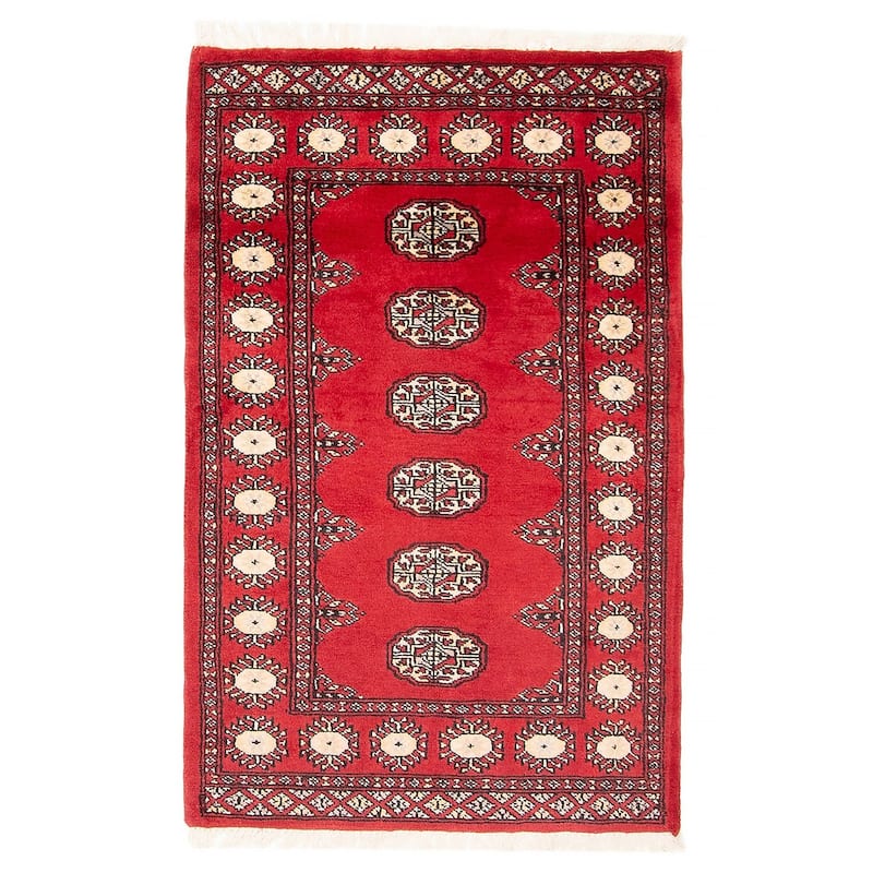 ECARPETGALLERY Hand-knotted Finest Peshawar Bokhara Red Wool Rug - 2'7 x 4'0 - Red - 2'7 x 4'0