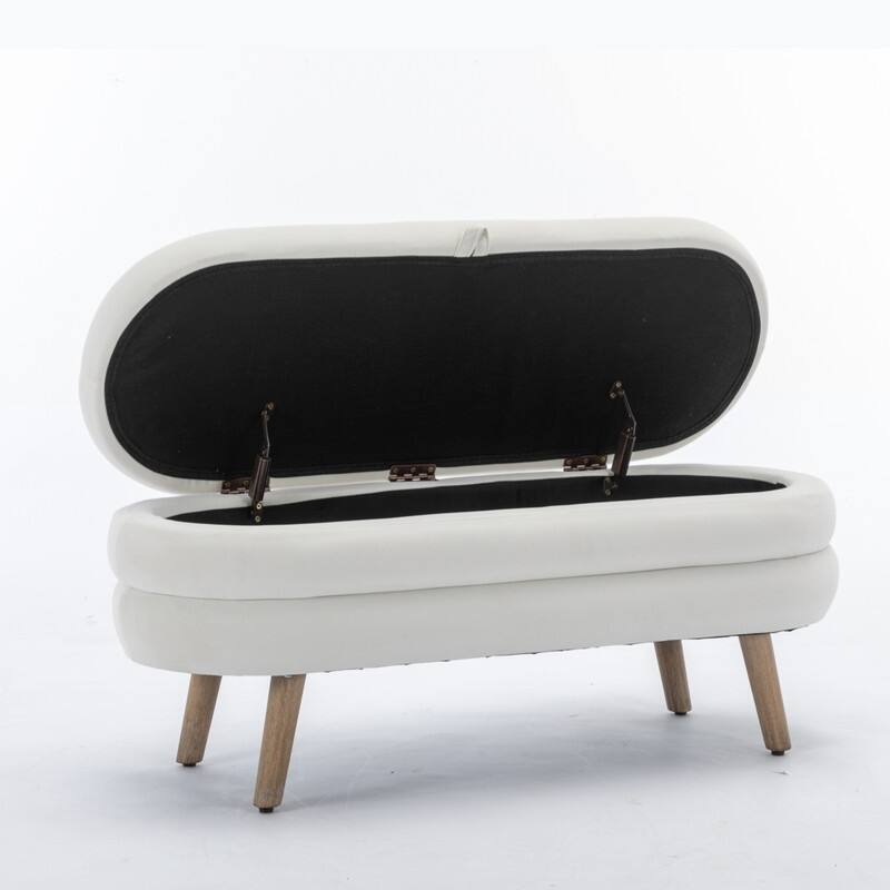 44.88" Seat Widths Soft Velvet Storage Ottoman Footrest Stool