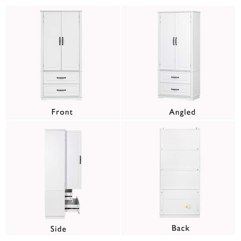 71"Kitchen Pantry Cabinet with 2 Drawers,Embossed Texture Freestanding Cabinet with 8 Door Shelves and 3 Cabinet Shelves