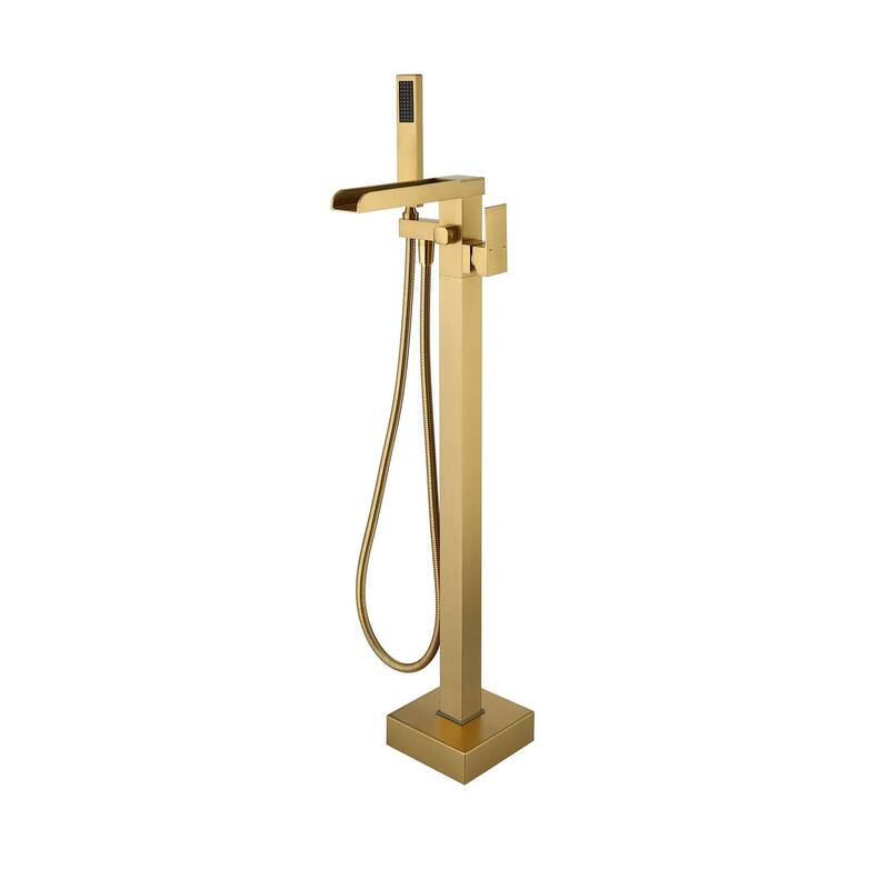 Single Handle Floor Mounted Freestanding Tub Filler with Hand Shower