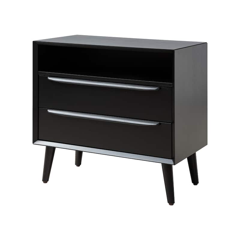 Kay Mid-century Modern 2 - Drawer Nightstand with Built-In Outlets and USB by HULALA HOME