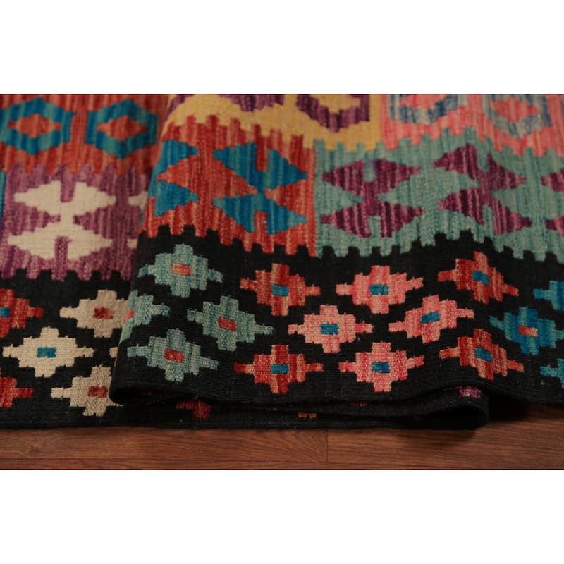 South Western Style Kilim Oriental Area Rug Flatweave Wool Carpet - 9'9" x 13'3"