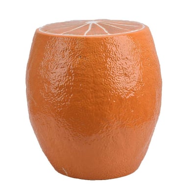 Accent Plant Stand, Orange Slice Themed Textured Design, 17 Inch Top