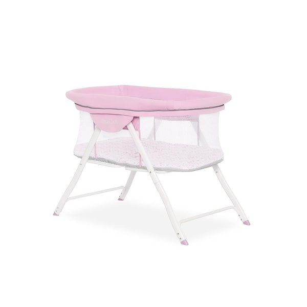 slide 2 of 5, Dream On Me Poppy Traveler Portable Bassinet Purple Pink