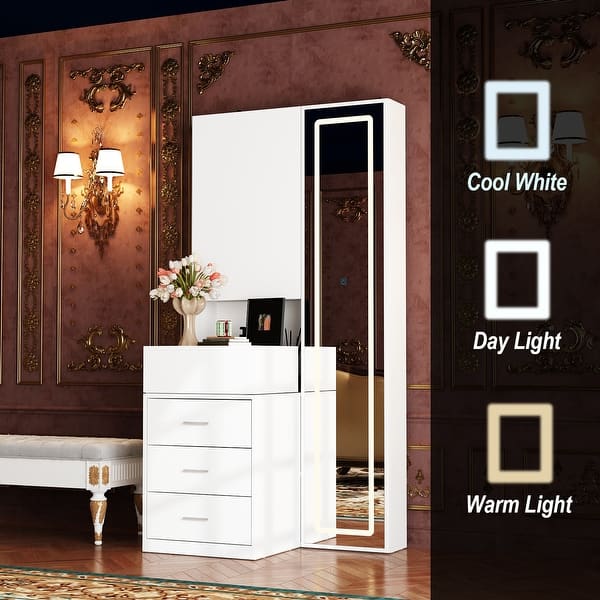 Makup Vanity Modern Dressing Cabinet with Radiant Mirror Feature Mirror - 31.5"W - On Sale - Bed Bath & Beyond - 40327461 Makup Vanity Modern Dressing Cabinet with Radiant Mirror Feature Mirror - 31.5"W - On Sale - Bed Bath & Beyond - 40327461