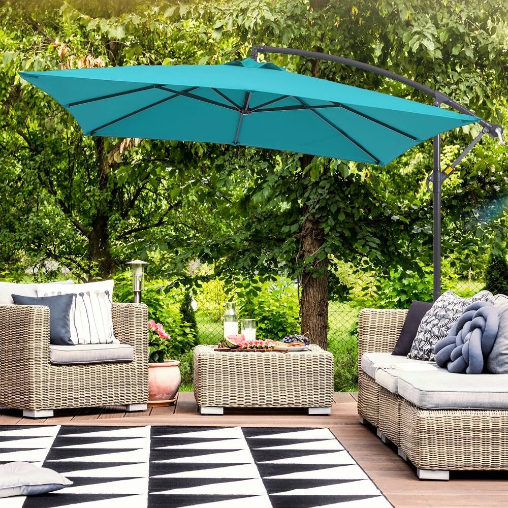 Bonosuki 8.2 x 8.2Ft Patio Offset Umbrella w/ Weighted Base