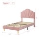 preview thumbnail 6 of 10, Velvet Upholstered Twin Platform Bed Frame, with Height Adjustable Headboard