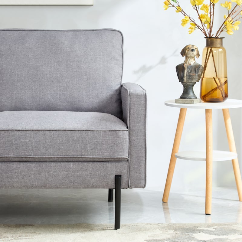 Snowhill 57''W Modern Linen Loveseat, 2-Seater, Matte Black Metal Legs