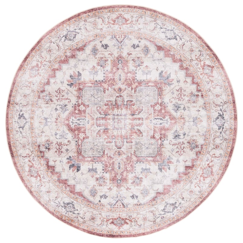 SAFAVIEH Arizona Malkah Vintage Rug - 6' Round - Beige/Rust