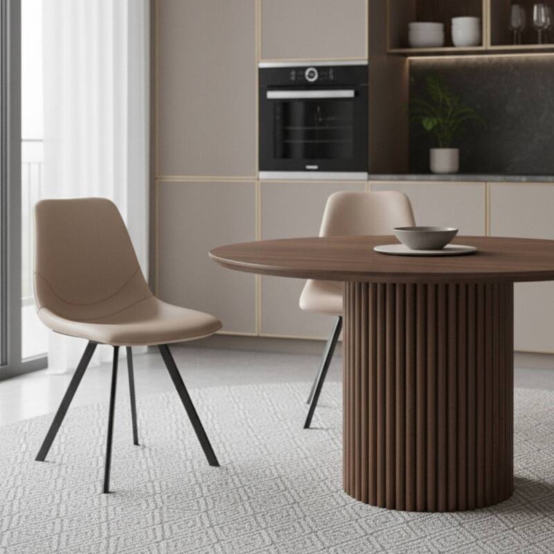 Markley Modern Ergonomic Leather Dining Chair with Black Steel Legs, Scratch-Resistant & Comfortable Kitchen Chair