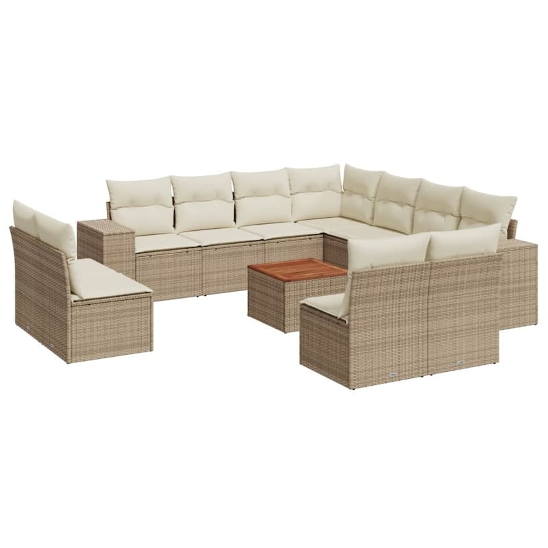 vidaXL Patio Sofa Set with Cushions Outdoor Furniture 12 Piece Poly Rattan - 21.7 x 21.7 x 14.6