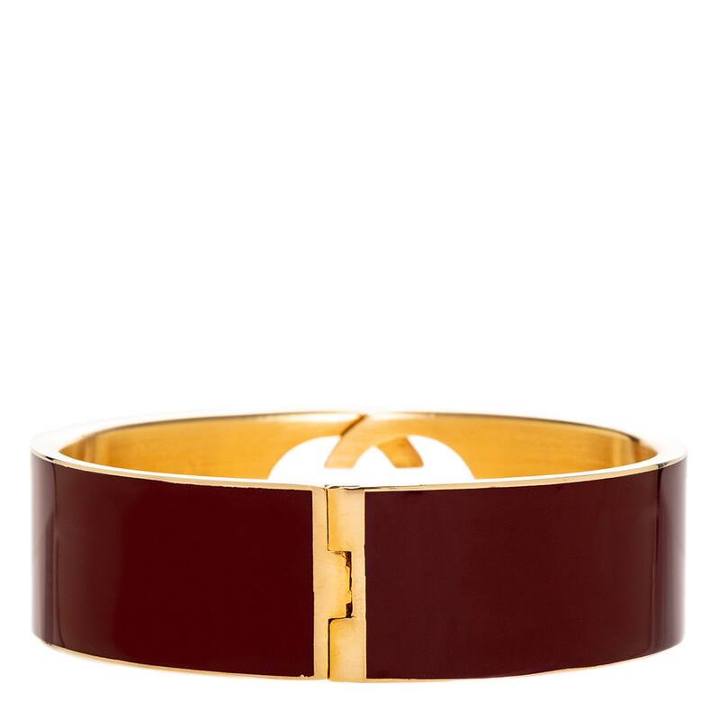 Gucci Interlocking Enamel Cuff Bracelet - Red and Gold